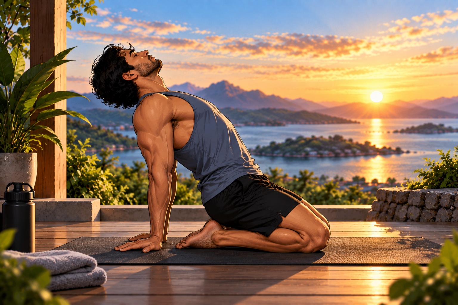 Supported kneeling backbend
