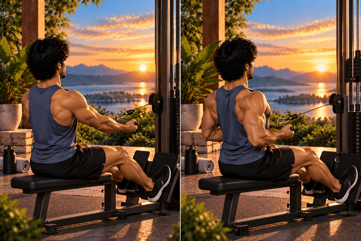 Palms-up seated row